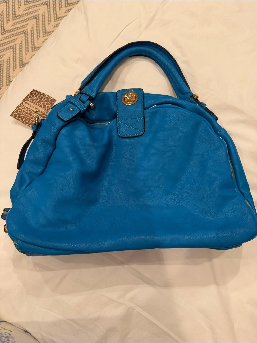 Bright Blue Top-Handle Shoulder Bag. NWT